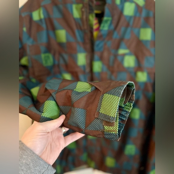 Burton DryRide Snowboarding Jacket Men's Size S Brown Green Check Polyester - Picture 3 of 13